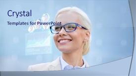  Presentation with chat - Audience pleasing presentation theme consisting of business people future technology backdrop and a light blue colored foreground