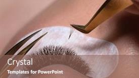  Presentation with eye - Beautiful slide set featuring eyelash-extension-procedure-woman-eye backdrop and a violet colored foreground