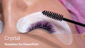  Presentation with treatment - Slides enhanced with eyelash-extension-treatment-with-long background and a coral colored foreground