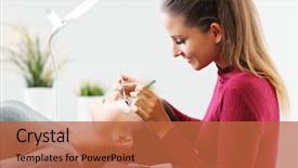  Presentation with beauty salon - Audience pleasing slides consisting of eyelashes - adult woman having eyelash extension backdrop and a red colored foreground