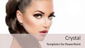  Presentation with eyelashes - Slide deck enhanced with eyelashes - hair braid beautiful woman background and a soft green colored foreground