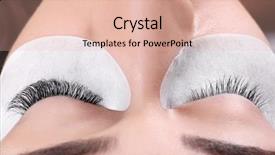  Presentation with young - Presentation theme featuring eyelashes - young woman undergoing eyelash extensions background and a lemonade colored foreground