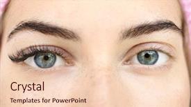  Presentation with close up of young girls - Slide set having eyelashes - young woman with eyelash extensions background and a lemonade colored foreground