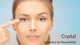  Presentation with eye surgery - Audience pleasing slides consisting of facial surgery - beauty people and health concept backdrop and a coral colored foreground