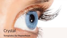  Presentation with eyelashes - Audience pleasing PPT theme consisting of blue eyes - woman's eye with long eyelashes backdrop and a lemonade colored foreground