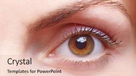  Presentation with anatomy eye - Cool new theme with eyes anatomy - close-up of a female human backdrop and a lemonade colored foreground