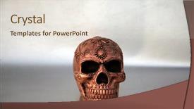  Presentation with copper - Cool new theme with eyes anatomy - halloween human skull decorative plaster backdrop and a sky blue colored foreground