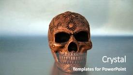  Presentation with skull - PPT layouts enhanced with eyes anatomy - halloween human skull decorative plaster background and a gray colored foreground