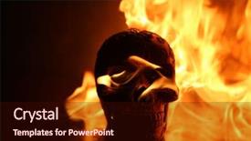  Presentation with skull - PPT theme with eyes anatomy - halloween human skull on fire background and a  colored foreground