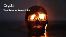  Presentation with ghost human skull - Beautiful presentation theme featuring eyes anatomy - halloween human skull on fire backdrop and a  colored foreground