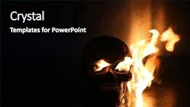  Presentation with ghost human skull - Slide set with eyes anatomy - halloween human skull on fire background and a black colored foreground