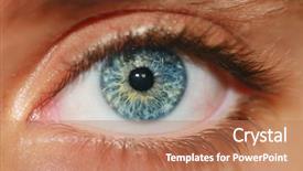  Presentation with anatomy eye - Slide deck featuring eyes anatomy - human eye up close macro background and a coral colored foreground