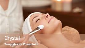  Presentation with spa concept - Amazing slides having eyes and cosmetologist applying facial backdrop and a coral colored foreground