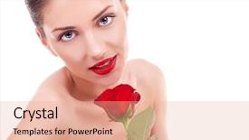  Presentation with blue eyes - Beautiful PPT theme featuring eyes and sensual red lipstick backdrop and a  colored foreground