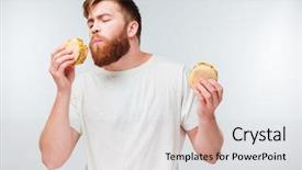  Presentation with closed - PPT theme consisting of eyes closed enjoying eating hamburger background and a lemonade colored foreground