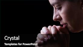  Presentation with hands down - PPT layouts enhanced with eyes closed in religious background and a black colored foreground