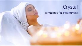  Presentation with man relaxing on massage table - Audience pleasing slide deck consisting of wellness therapy - young woman lying backdrop and a sky blue colored foreground