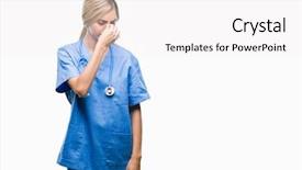  Presentation with nurse stress - Beautiful PPT theme featuring eyes feeling fatigue and headache backdrop and a white colored foreground
