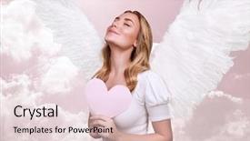  Presentation with fantasy angel - Amazing PPT layouts having eyes in pink sky cupid backdrop and a lemonade colored foreground