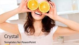  Presentation with healthy eating - Beautiful theme featuring eyes in the kitchen diet backdrop and a coral colored foreground