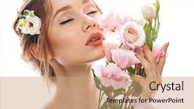  Presentation with white flowers - Audience pleasing slide deck consisting of eyes isolated over white background backdrop and a coral colored foreground