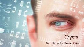  Presentation with blue circuit board - Cool new PPT theme with eyes looking away against globe backdrop and a lemonade colored foreground