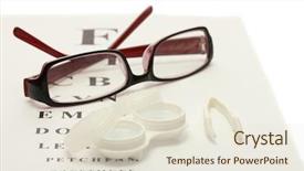  Presentation with glasses - Presentation having eyes technology - glasses contact lenses in containers background and a sky blue colored foreground