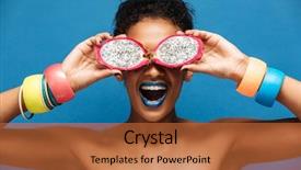  Presentation with pitahaya - Colorful slide set enhanced with eyes with ripe pitahaya fruit backdrop and a red colored foreground