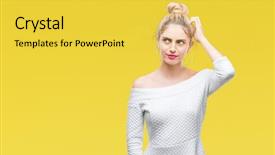  Presentation with blue eyes - Cool new theme with eyes woman over isolated background backdrop and a  colored foreground