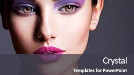  Presentation with purple - Audience pleasing PPT theme consisting of eyeshadow - girl's face closeup with purple backdrop and a dark gray colored foreground