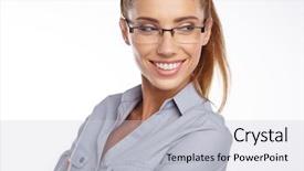  Presentation with women glass ceiling business cartoon - PPT layouts with eyewash - business woman in glasses background and a  colored foreground