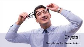  Presentation with eye medical - PPT layouts enhanced with eyewash - young man in eye care background and a light blue colored foreground