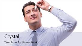  Presentation with medical eye - Cool new slides with eyewash - young man in eye care backdrop and a light blue colored foreground