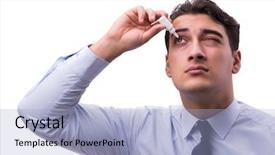  Presentation with eye care - Beautiful theme featuring eyewash - young man in eye care backdrop and a light blue colored foreground