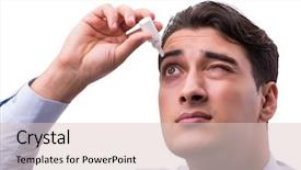  Presentation with eye medical - Audience pleasing PPT layouts consisting of eyewash - young man in eye care backdrop and a lemonade colored foreground