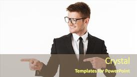  Presentation with space suit - Beautiful slide set featuring eyewear pointing fingers away backdrop and a  colored foreground