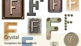  Presentation with alphabet - Slide set featuring f - alphabet made of wood metal background and a lemonade colored foreground