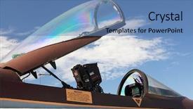  Presentation with jet - Slide deck with f 16 - part of military jet background and a teal colored foreground