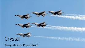 Presentation with fighter jet - Slide set enhanced with f-16 thunderbird jets flying background and a light blue colored foreground