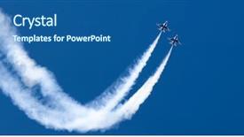  Presentation with fighter jet - Amazing presentation theme having f-16 thunderbird jets leaving backdrop and a ocean colored foreground