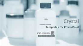  Presentation with laboratory chemical white - PPT theme featuring f3pu-plutonium-trifluoride-cas-13842 background and a sky blue colored foreground