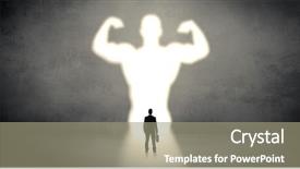  Presentation with standing strong - Audience pleasing PPT theme consisting of fable - businessman standing and dreaming backdrop and a gray colored foreground