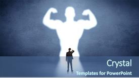  Presentation with standing strong - Amazing PPT theme having fable - businessman standing and dreaming backdrop and a ocean colored foreground