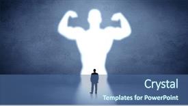  Presentation with standing strong - PPT theme having fable - businessman standing and dreaming background and a ocean colored foreground