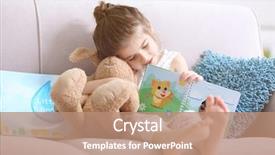  Presentation with girl reading - Beautiful slides featuring fable - funny little girl reading book backdrop and a coral colored foreground