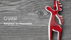  Presentation with christmas blank wooden signboard - PPT theme consisting of fabric christmas deer on wooden background and a gray colored foreground
