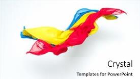  Presentation with colorful fabric - Beautiful presentation theme featuring fabric flying studio shot design backdrop and a white colored foreground