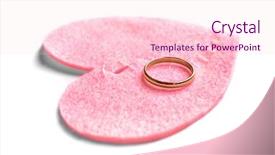  Presentation with wedding ring - Presentation consisting of fabric heart cut in half background and a  colored foreground