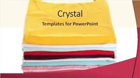  Presentation with colorful fabric - Presentation theme enhanced with fabric stock - stack of colorful clothes background and a yellow colored foreground