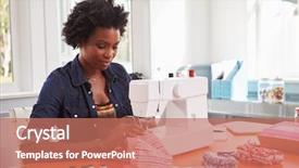  Presentation with black woman - Presentation having fabric using a sewing machine background and a coral colored foreground
